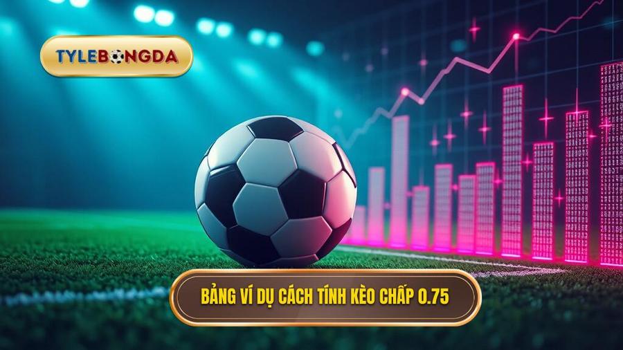 Bảng ví dụ minh họa cách tính tiền Kèo chấp 3/4 (0.75)