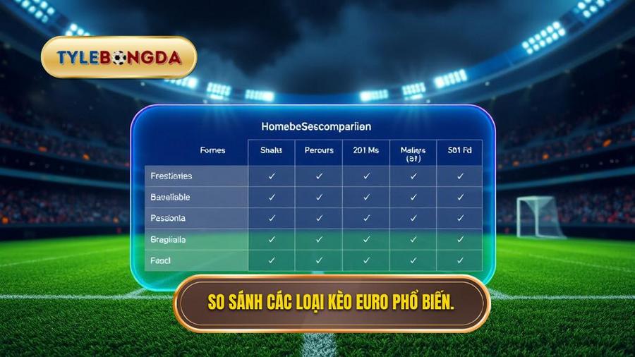 Bảng so sánh các loại kèo phổ biến tại Euro